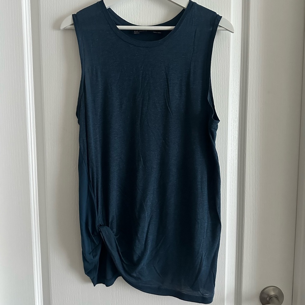 [All Saints] Dark Blue Sleeveless Cotton Tee